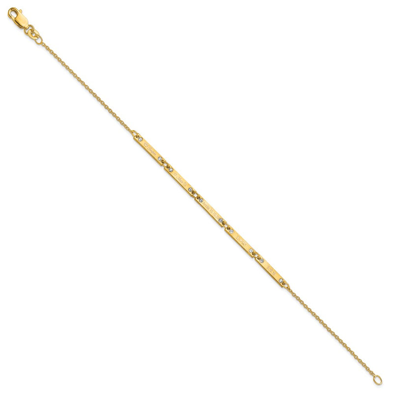 14K Yellow Gold Brushed 5 Station Diamonds Bracelet