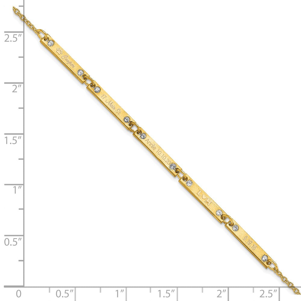 14K Yellow Gold Brushed 5 Station Diamonds Bracelet