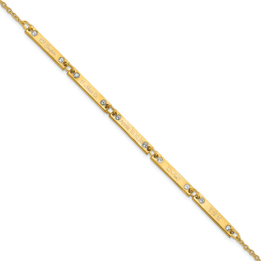 14K Yellow Gold Brushed 5 Station Diamonds Bracelet
