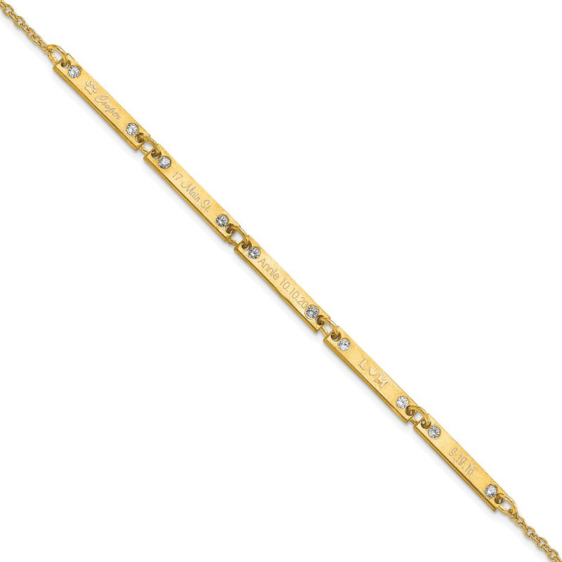 14K Yellow Gold Brushed 5 Station Diamonds Bracelet