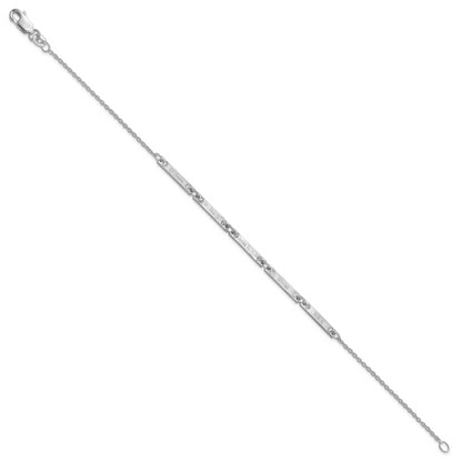 Sterling Silver Rhodium Plated Brushed 5 Station Diamonds Bracelet