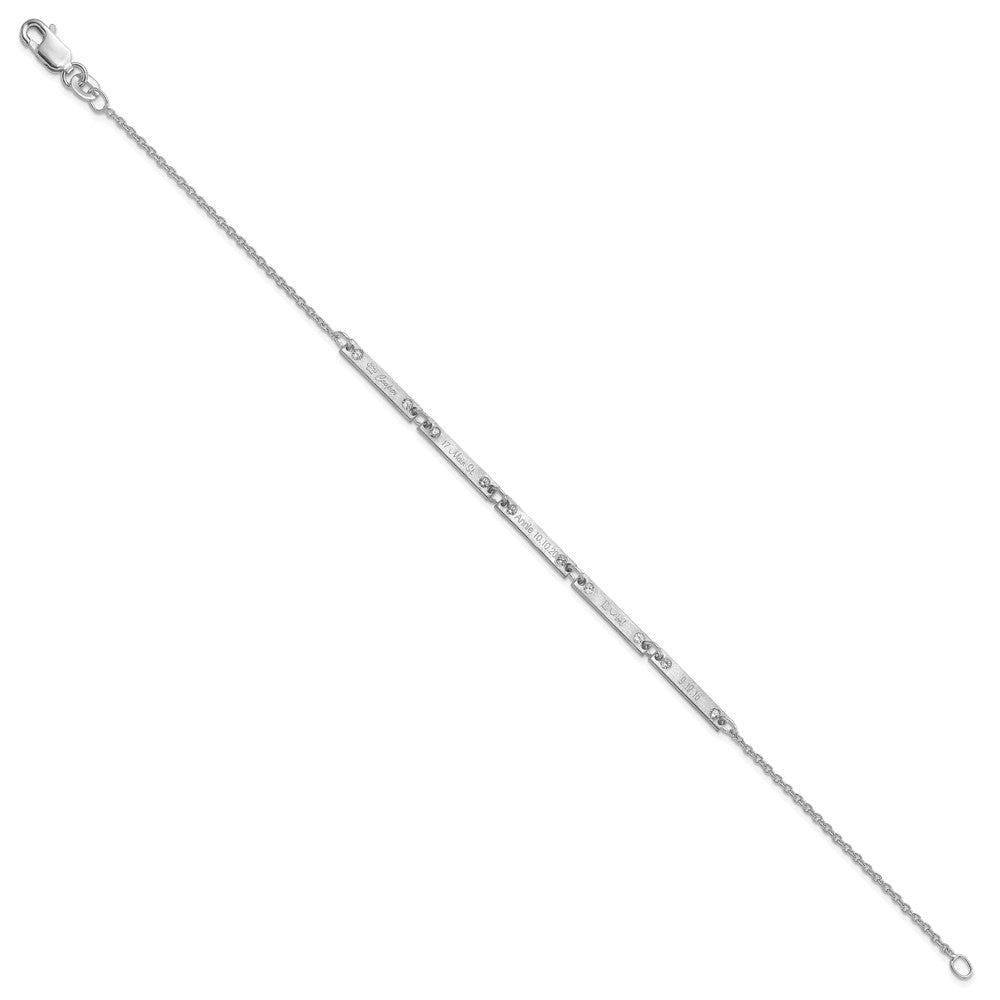 14K White Gold Brushed 5 Station Diamonds Bracelet