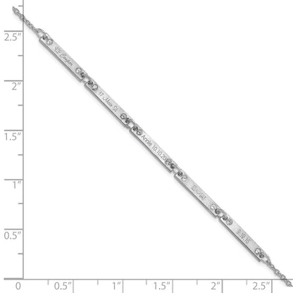14K White Gold Brushed 5 Station Diamonds Bracelet