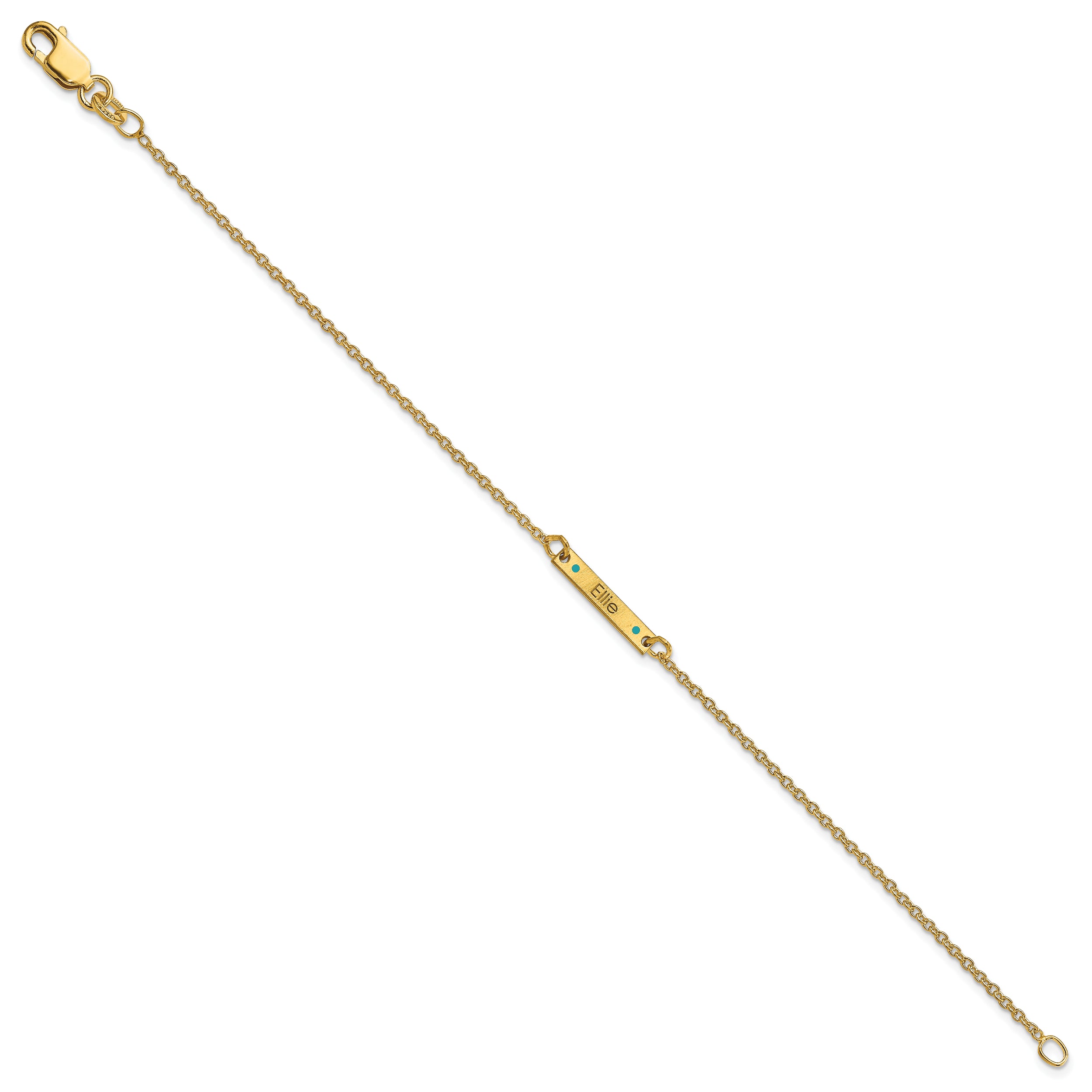 14K Yellow Gold Brushed 1 Station Epoxy Dots Bracelet