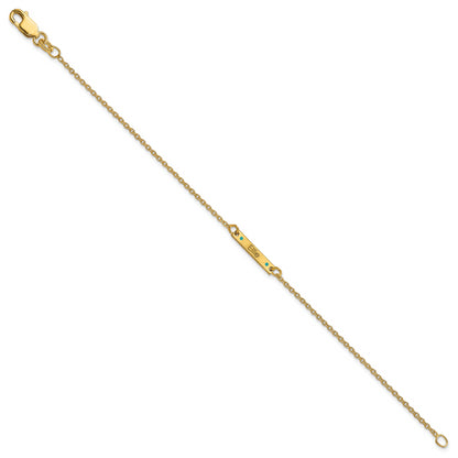 14K Yellow Gold Brushed 1 Station Epoxy Dots Bracelet