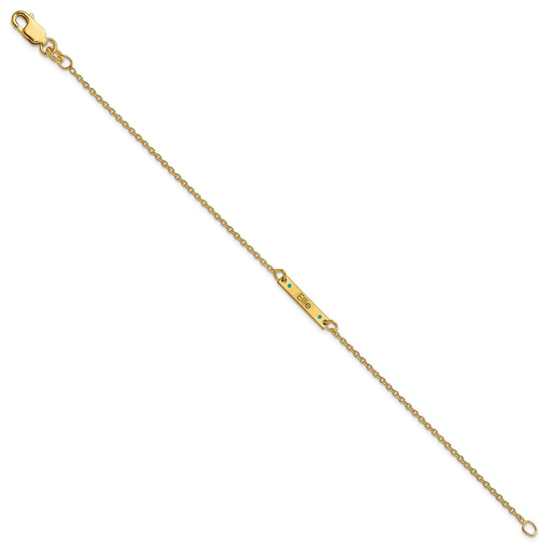 14K Yellow Gold Brushed 1 Station Epoxy Dots Bracelet