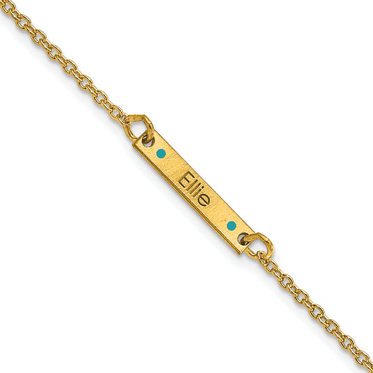 14K Yellow Gold Brushed 1 Station Epoxy Dots Bracelet