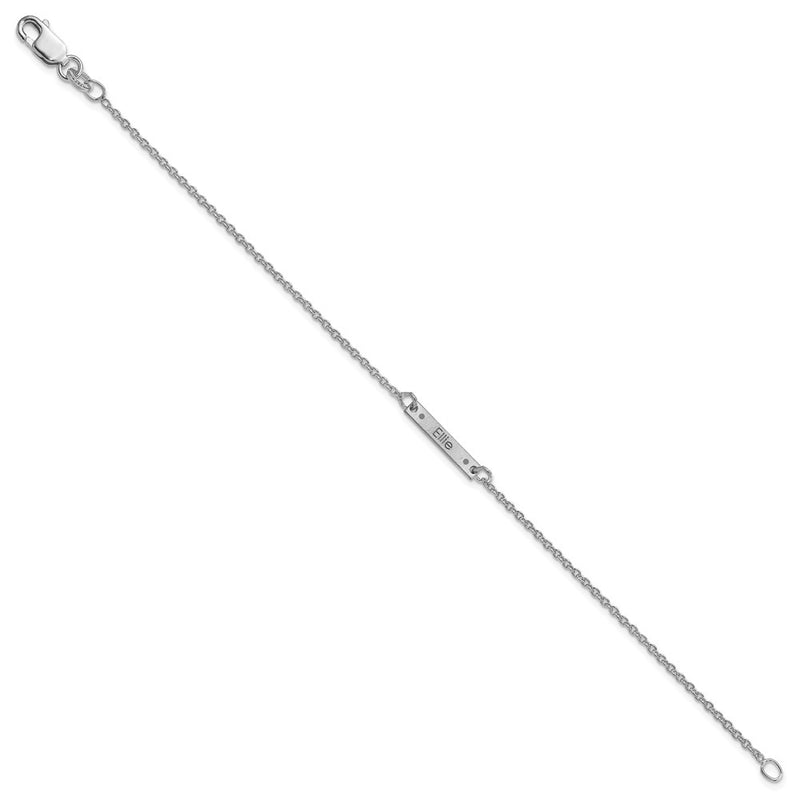 Sterling Silver Rhodium Plated Brushed 1 Station Epoxy Dots Bracelet