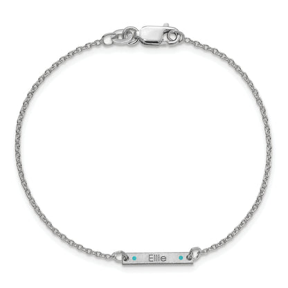Sterling Silver Rhodium Plated Brushed 1 Station Epoxy Dots Bracelet