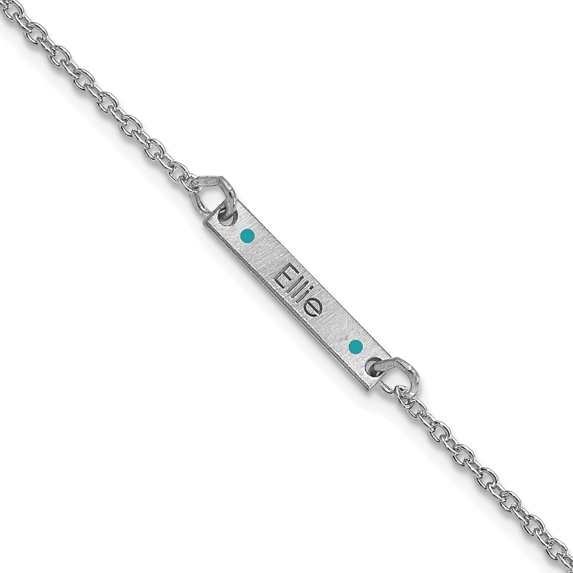 14K White Gold Brushed 1 Station Epoxy Dots Bracelet