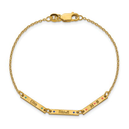 Gold Plated Brushed 3 Station Epoxy Dots Bracelet