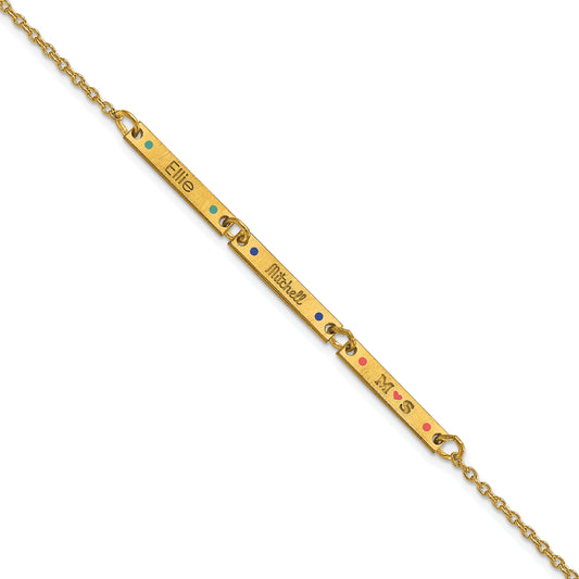 Gold Plated Brushed 3 Station Epoxy Dots Bracelet