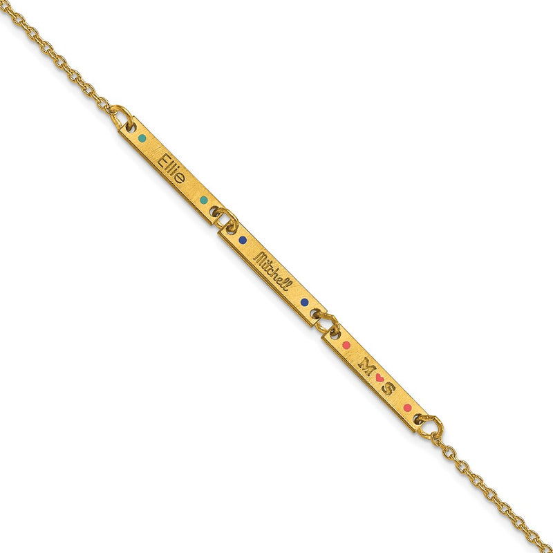 Gold Plated Brushed 3 Station Epoxy Dots Bracelet