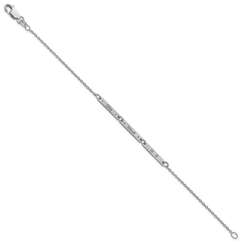 Sterling Silver Rhodium Plated Brushed 3 Station Epoxy Dots Bracelet