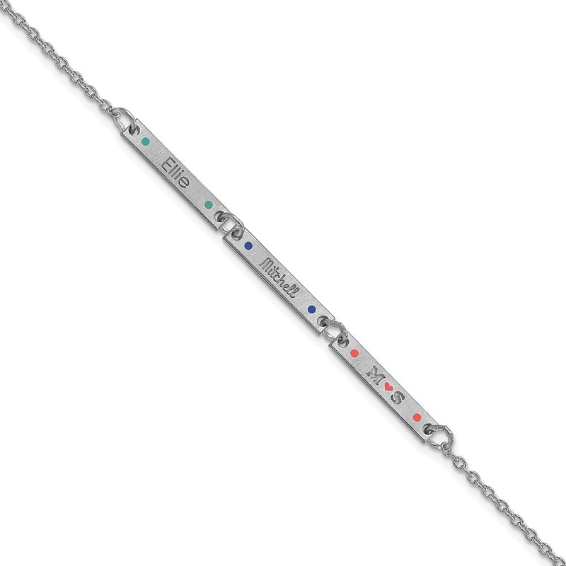 14K White Gold Brushed 3 Station Epoxy Dots Bracelet