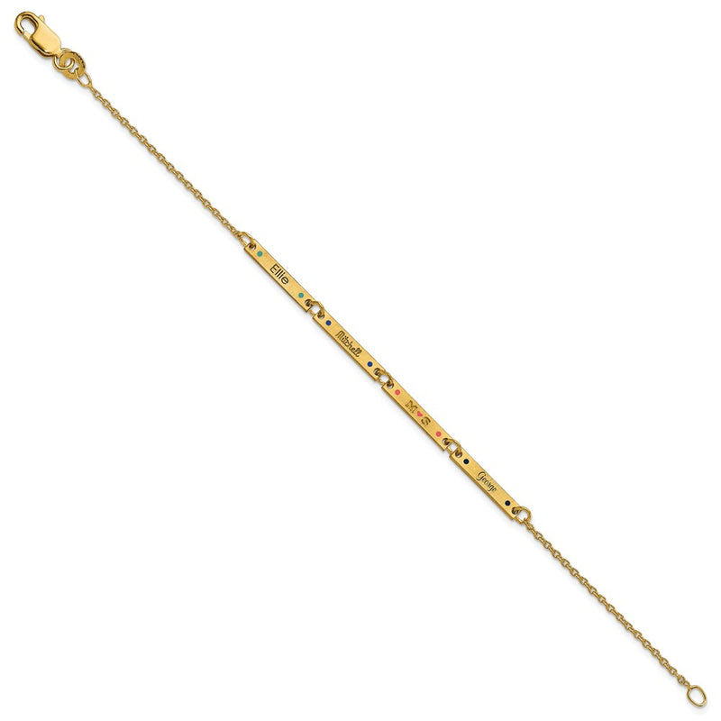 Gold Plated Brushed 4 Station Epoxy Dots Bracelet