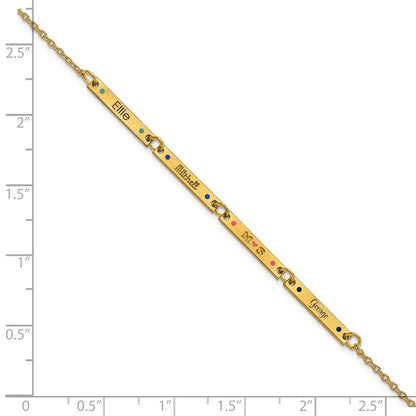 14K Yellow Gold Brushed 4 Station Epoxy Dots Bracelet