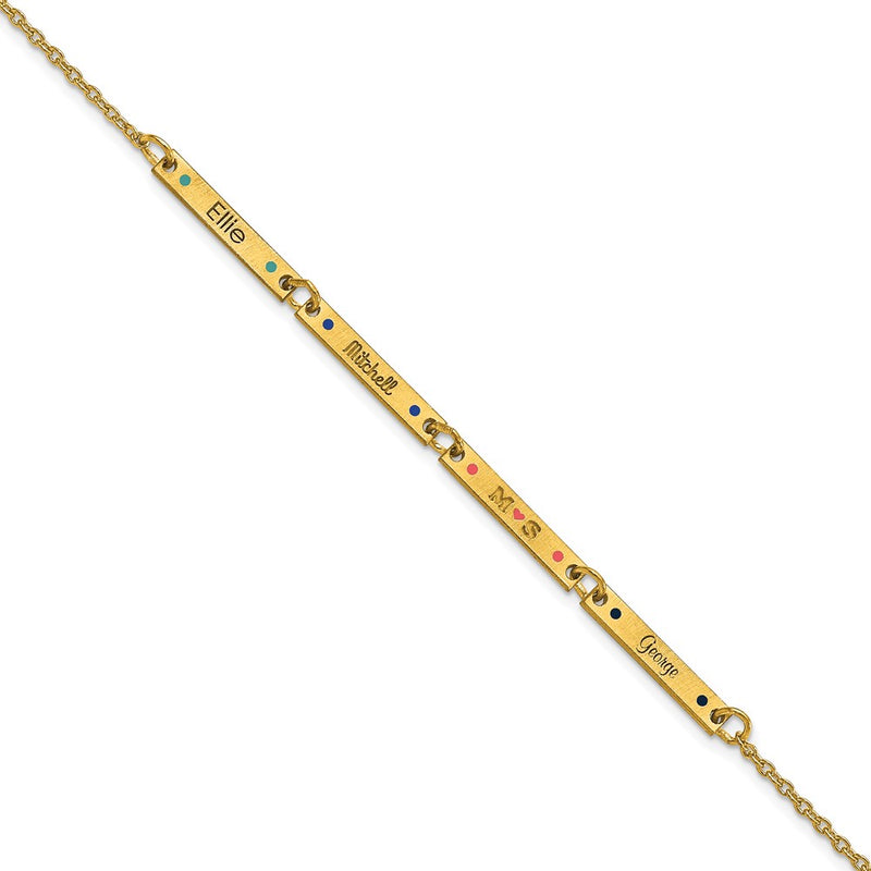 Gold Plated Brushed 4 Station Epoxy Dots Bracelet