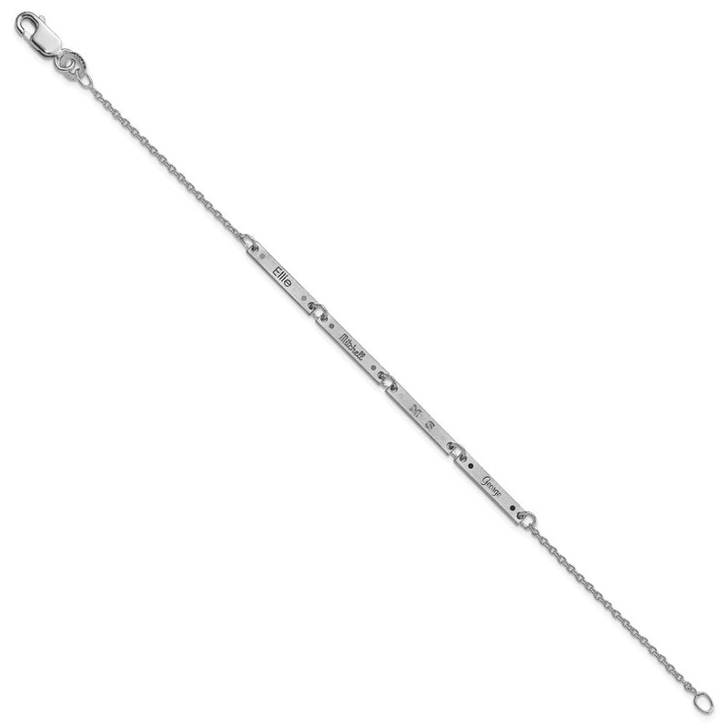 14K White Gold Brushed 4 Station Epoxy Dots Bracelet
