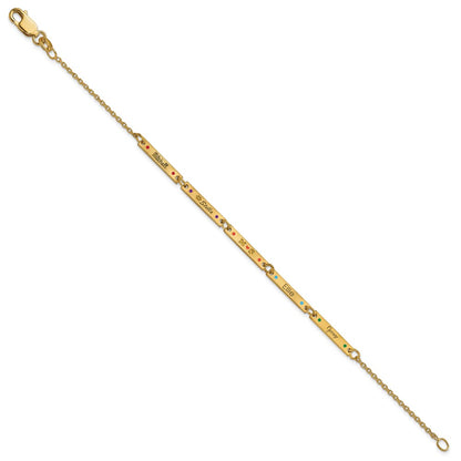 14K Yellow Gold Brushed 5 Station Epoxy Dots Bracelet