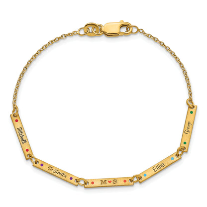 Gold Plated Brushed 5 Station Epoxy Dots Bracelet