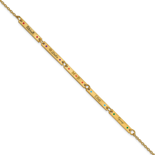 14K Yellow Gold Brushed 5 Station Epoxy Dots Bracelet