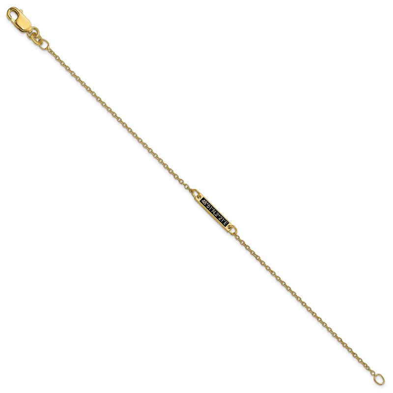 14K Yellow Gold Brushed 1 Station Epoxy Bracelet