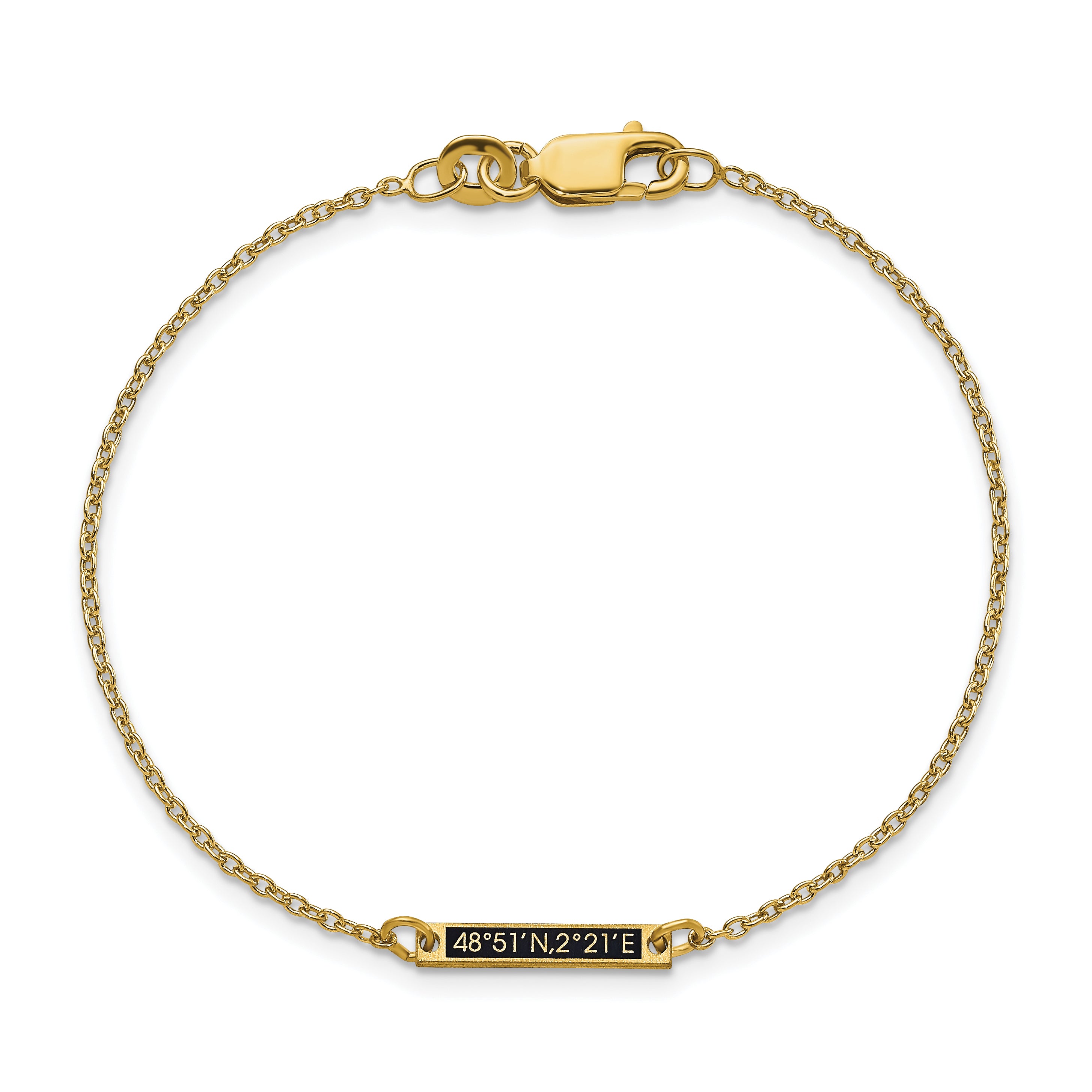 Gold Plated Sterling Silver/Gold Brushed 1 Station Epoxy Bracelet