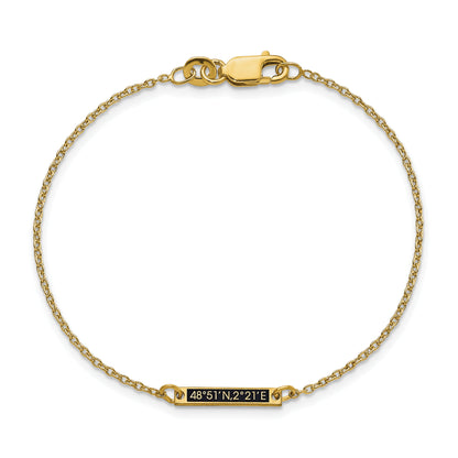 Gold Plated Sterling Silver/Gold Brushed 1 Station Epoxy Bracelet