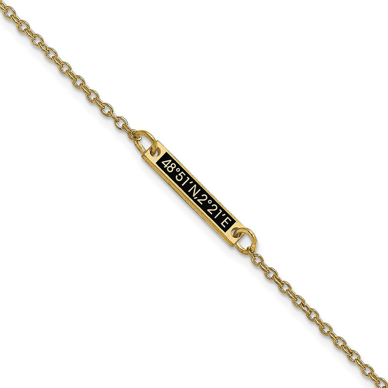 14K Yellow Gold Brushed 1 Station Epoxy Bracelet