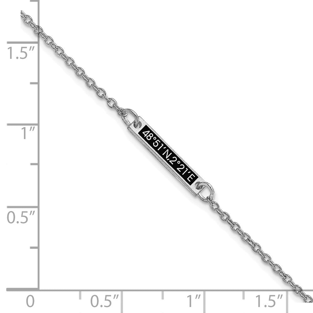 14K White Gold Brushed 1 Station Epoxy Bracelet