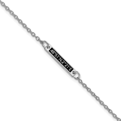 Sterling Silver Silver/Rhodium Plated Brushed 1 Station Epoxy Bracelet