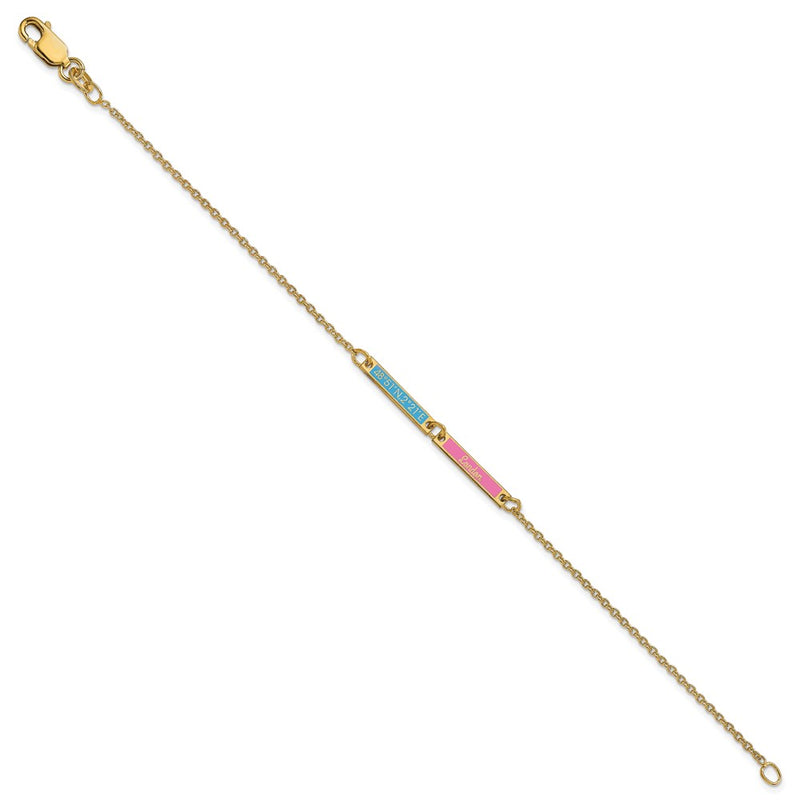 14K Yellow Gold Brushed 2 Station Epoxy Bracelet
