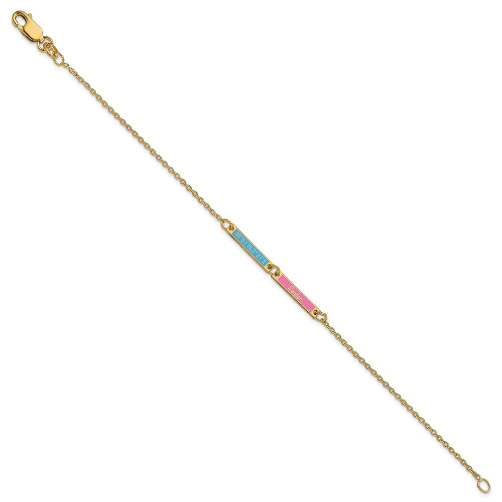 Gold Plated Sterling Silver/Gold Brushed 2 Station Epoxy Bracelet