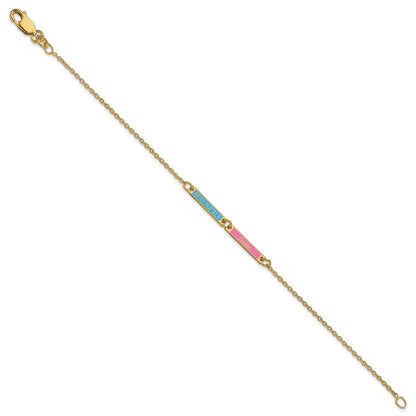 Gold Plated Sterling Silver/Gold Brushed 2 Station Epoxy Bracelet