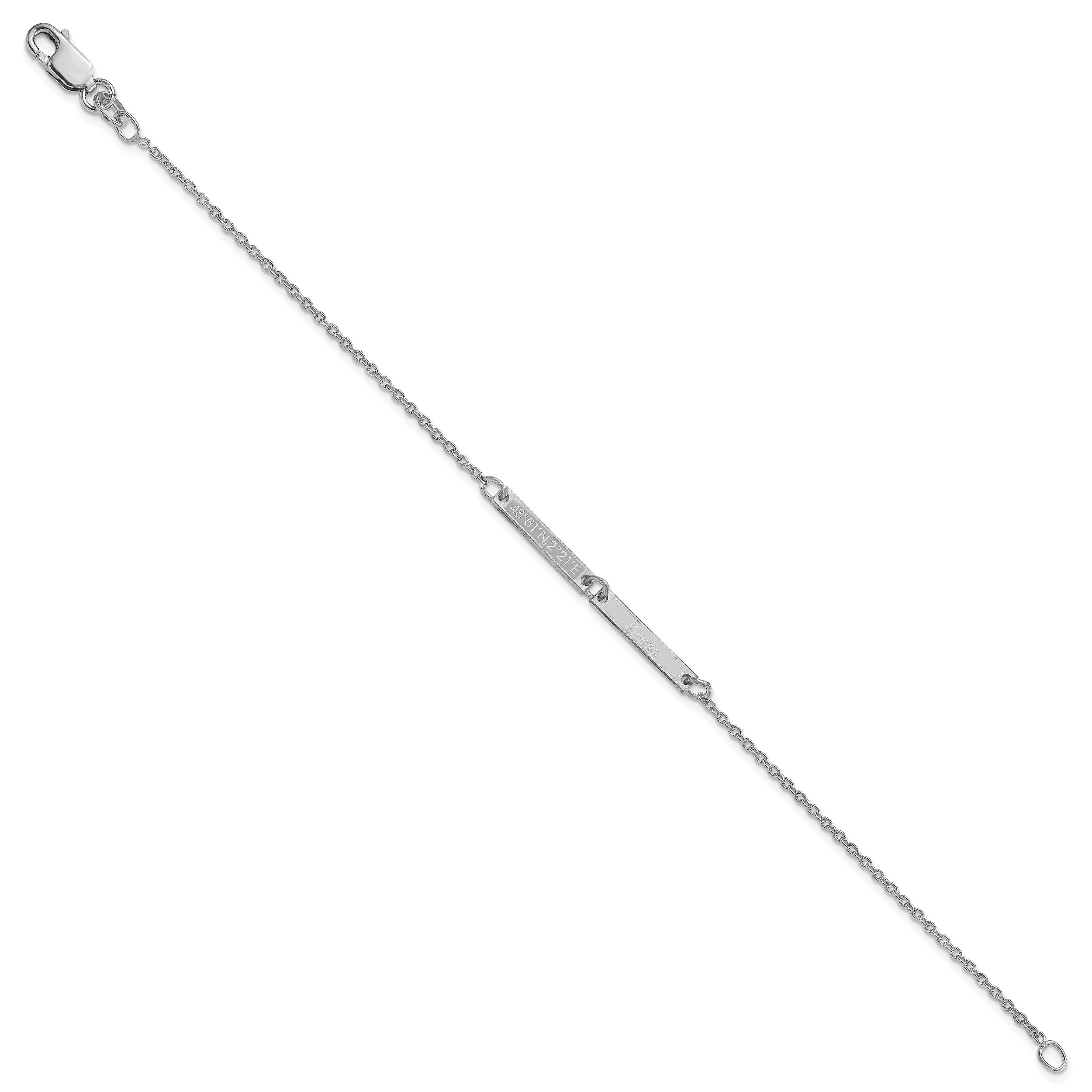 14K White Gold Brushed 2 Station Epoxy Bracelet