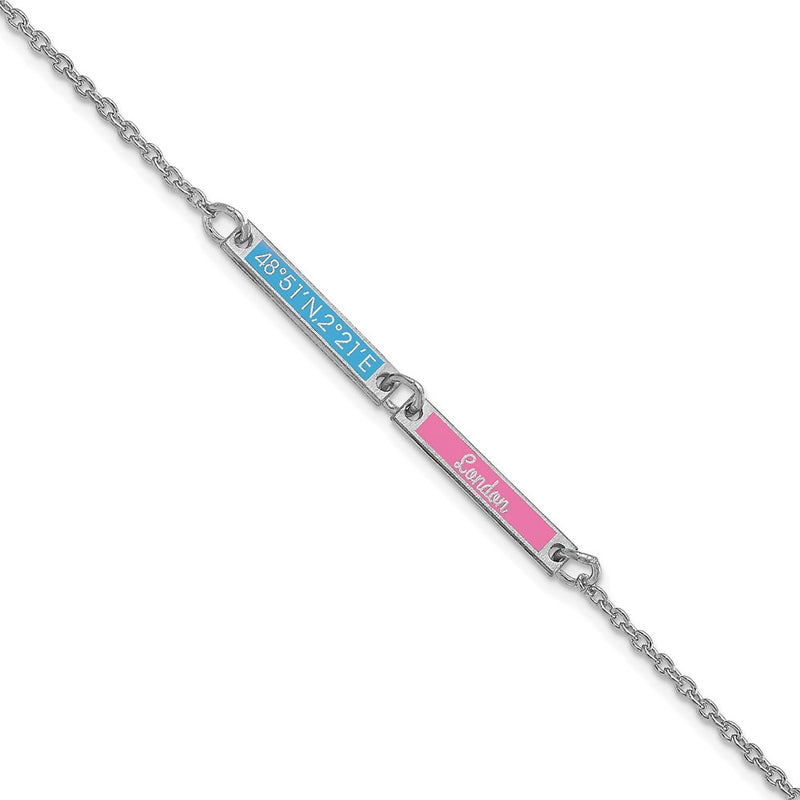14K White Gold Brushed 2 Station Epoxy Bracelet