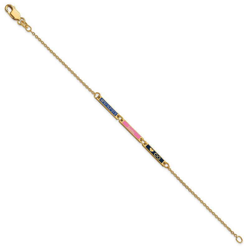 Gold Plated Sterling Silver/Gold Brushed 3 Station Epoxy Bracelet