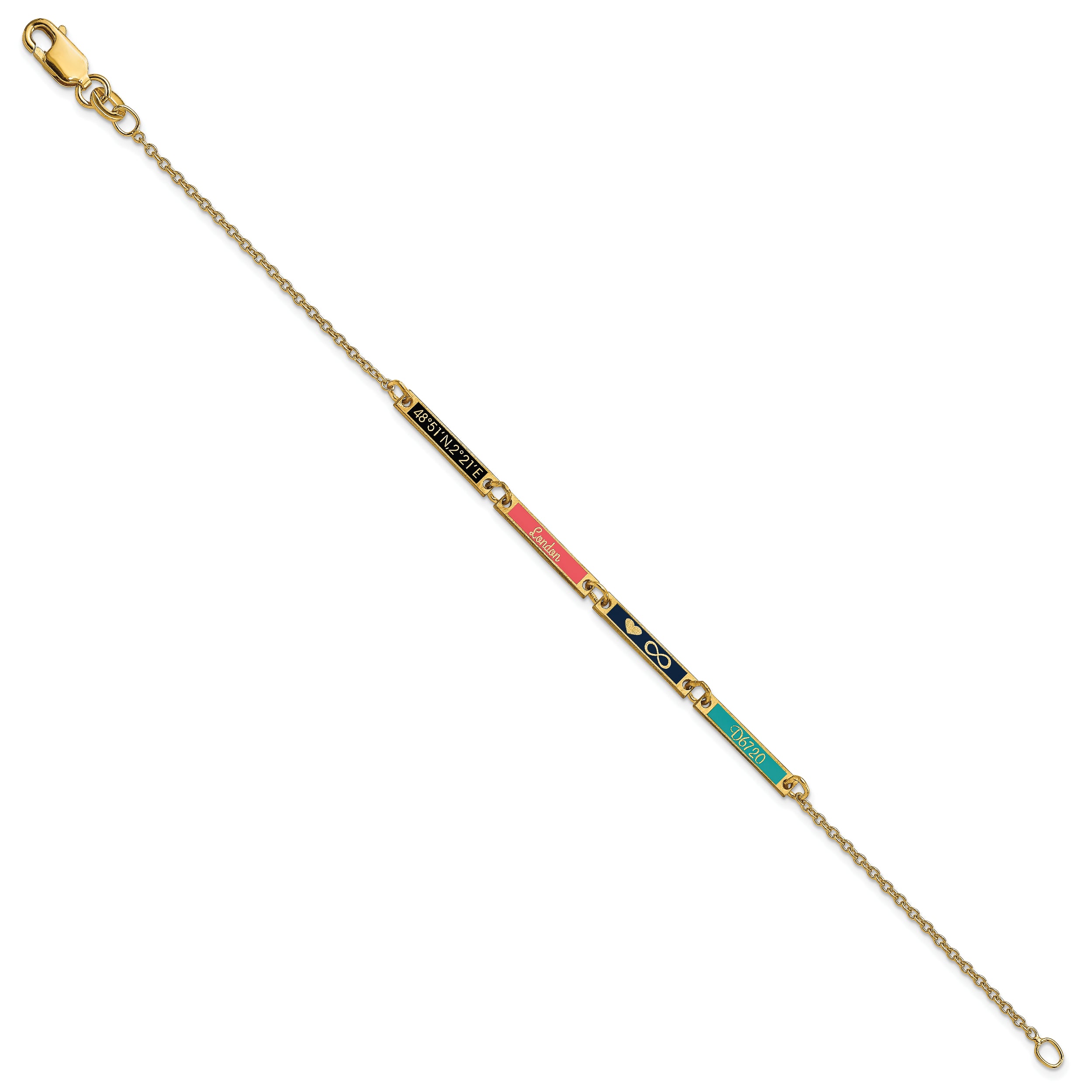 Gold Plated Sterling Silver/Gold Brushed 4 Station Epoxy Bracelet