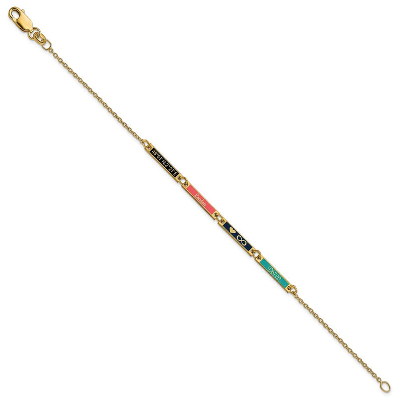 14K Yellow Gold Brushed 4 Station Epoxy Bracelet