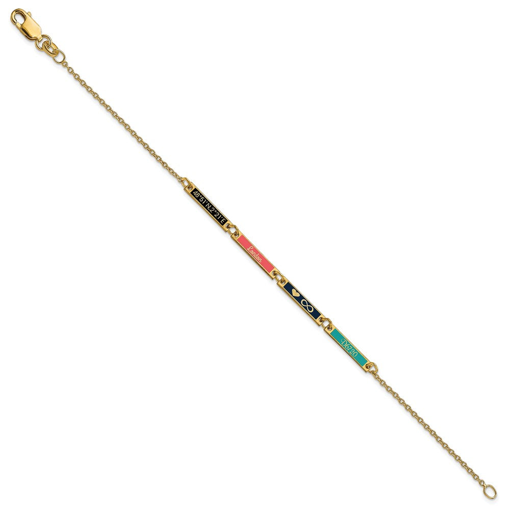 Gold Plated Sterling Silver/Gold Brushed 4 Station Epoxy Bracelet