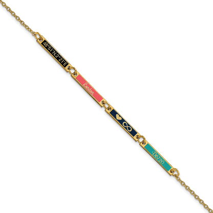 Gold Plated Sterling Silver/Gold Brushed 4 Station Epoxy Bracelet