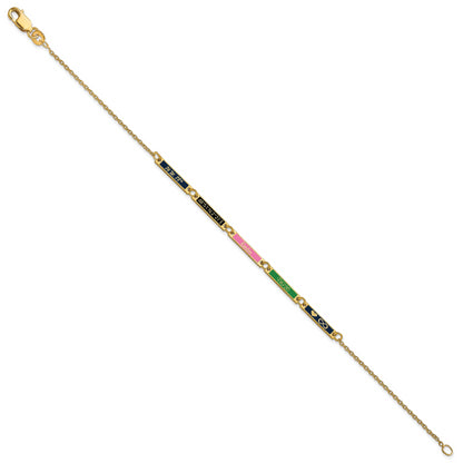 Gold Plated Sterling Silver/Gold Brushed 5 Station Epoxy Bracelet