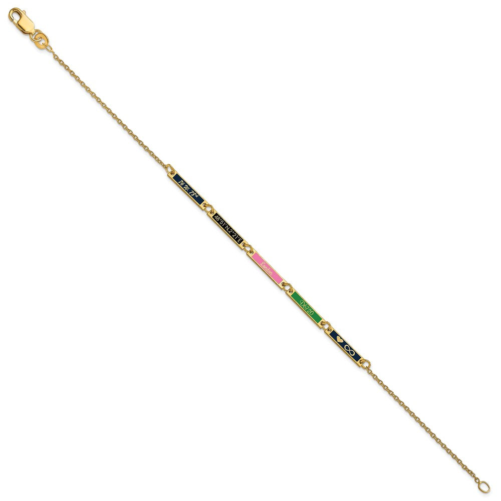 Gold Plated Sterling Silver/Gold Brushed 5 Station Epoxy Bracelet