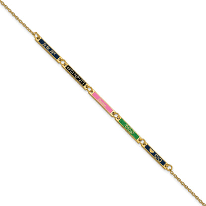 Gold Plated Sterling Silver/Gold Brushed 5 Station Epoxy Bracelet
