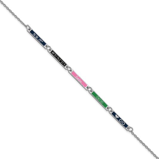 14K White Gold Brushed 5 Station Epoxy Bracelet