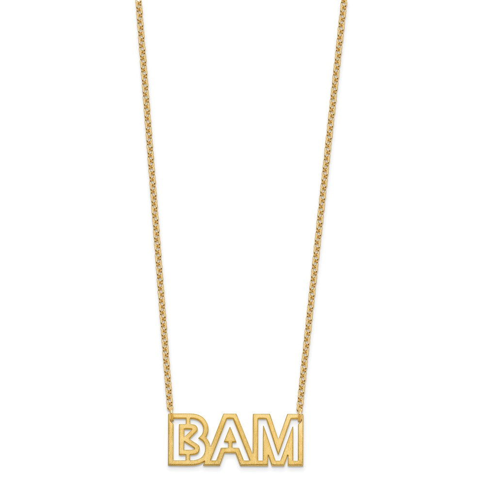 Gold Plated Sterling Silver/Gold Small Brushed 3 Letter Necklace