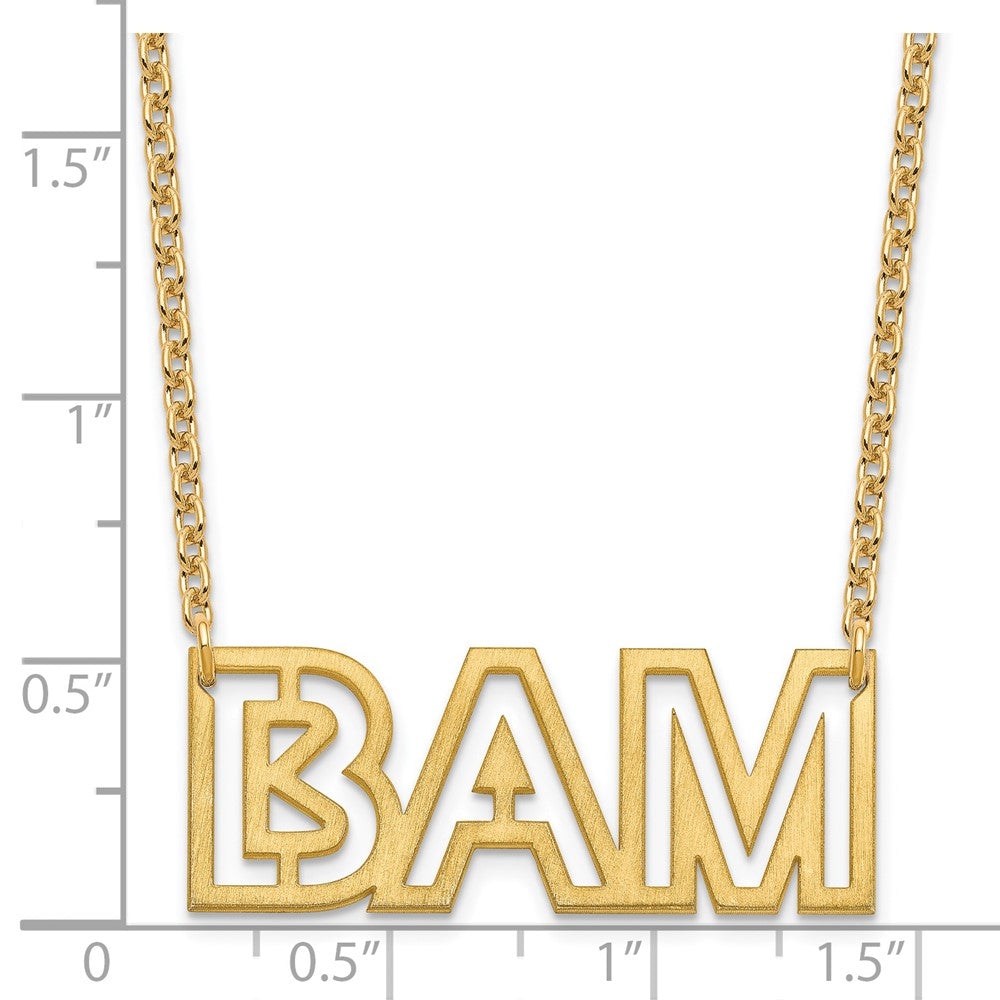 Gold Plated Sterling Silver/Gold Small Brushed 3 Letter Necklace