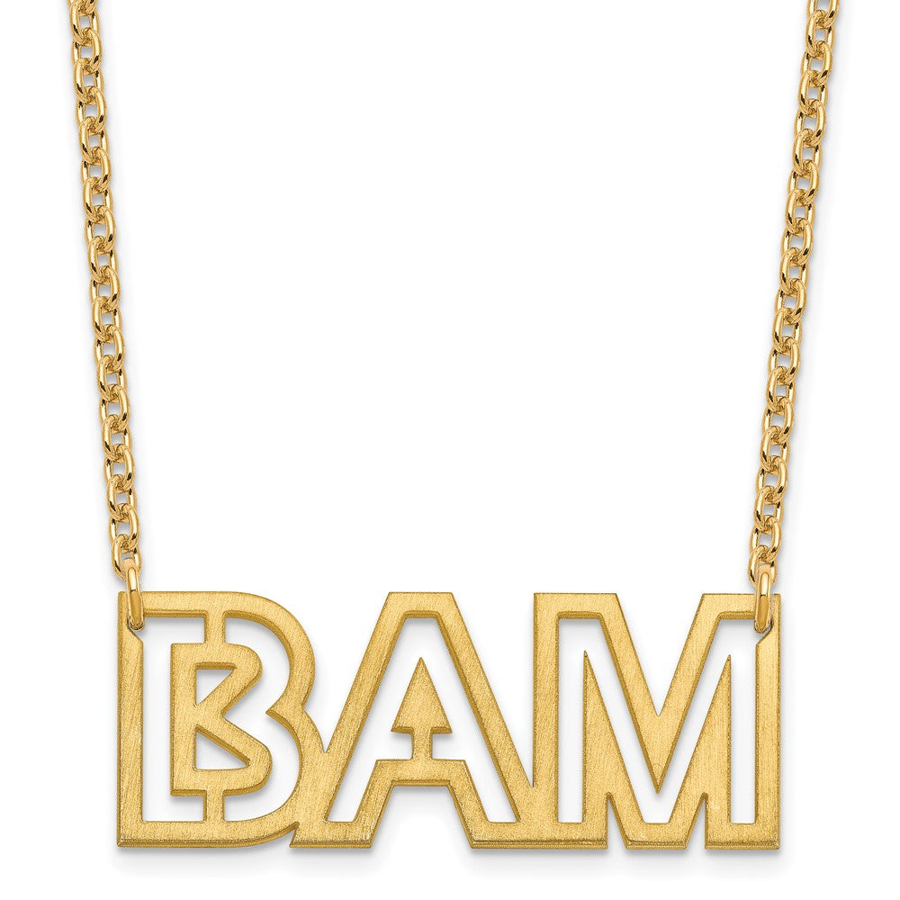 Gold Plated Sterling Silver/Gold Small Brushed 3 Letter Necklace