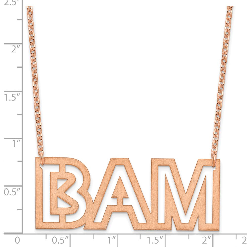 Rose Plated Sterling Silver/Rose Large Brushed 3 Letter Necklace